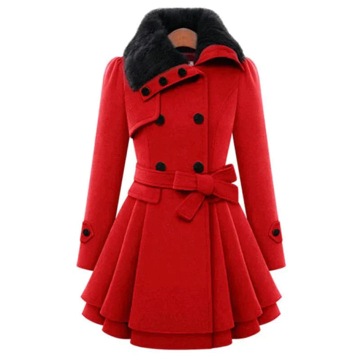 Ruby | Chic trench-coat avec fourrure végétale